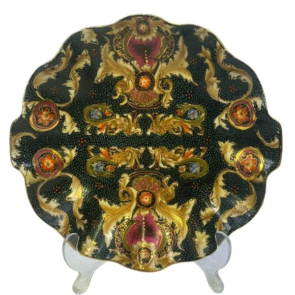 Large Satsuma Style Vintage Mid Century Cloisonne Ruffle Edge 10.25" Bowl - Picture 2 of 8
